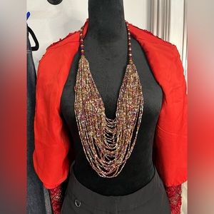 Long multicolored beaded necklace